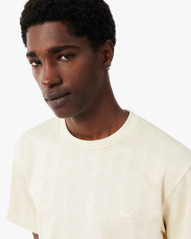 T-Shirt Padrão Monograma Lacoste Bege Lacoste