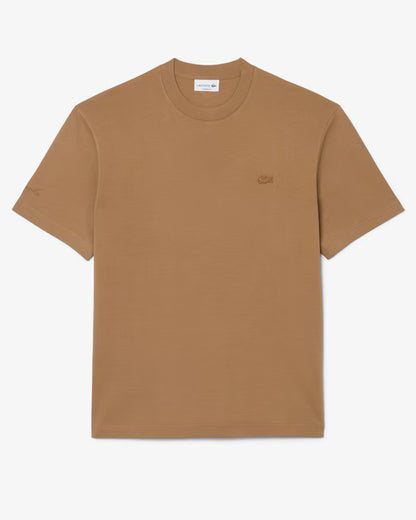 T-Shirt de Algodão Bordada Lacoste Castanho Lacoste