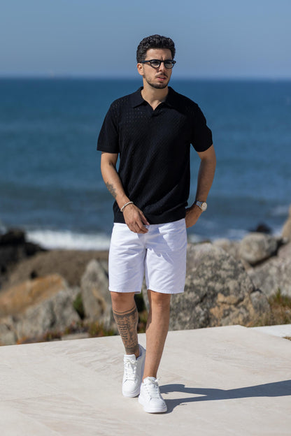 Polo Preto com Gola Aberta Selected Selected