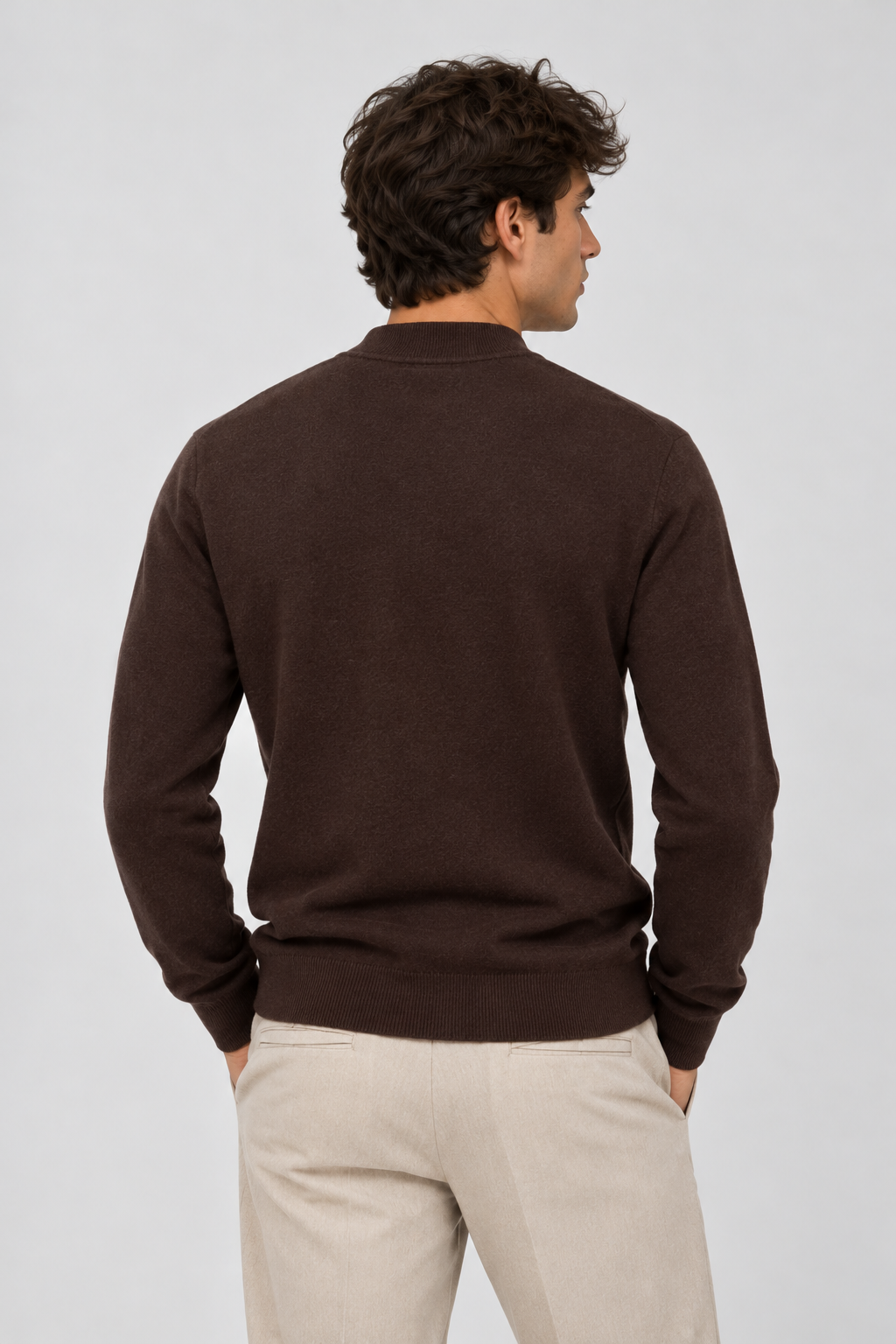 Camisola Slim de Meia Gola Gianni Lupo Castanha Gianni Lupo