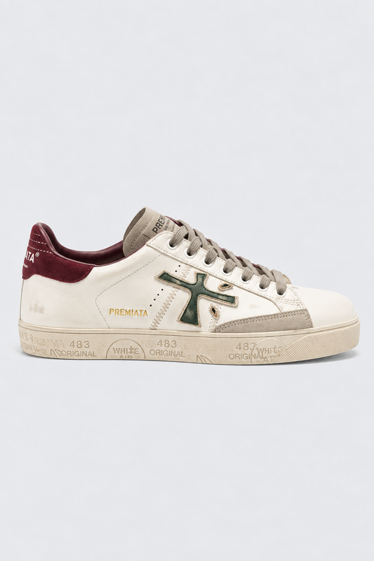 Sapatilhas Premiata Off White e Bordeaux - Steven 7631 Premiata