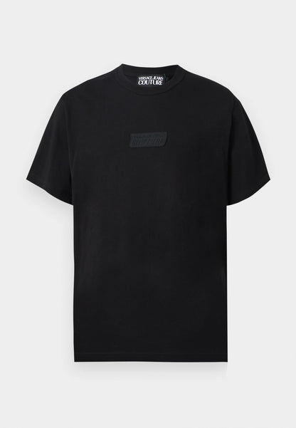 T-shirt Preta com Logo de Alto Relevo Versace Jeans Couture