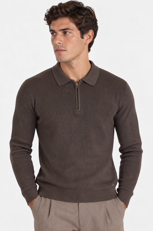 Polo de Manga Comprida Gianni Lupo Castanho Gianni Lupo