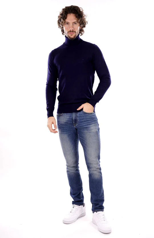 Camisola de Gola Alta Azul Marinho Gianni Lupo FW25