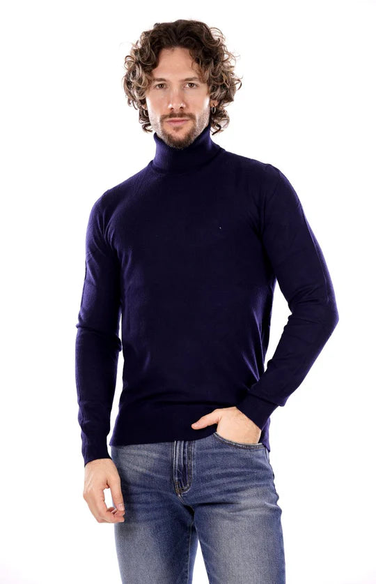 Camisola de Gola Alta Azul Marinho Gianni Lupo FW25