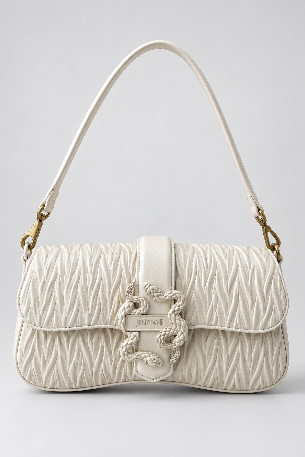 Mala de Ombro Texturada Just Cavalli Creme Just Cavalli W