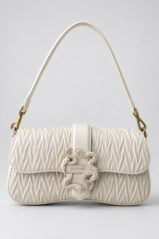 Mala de Ombro Texturada Just Cavalli Creme Just Cavalli W