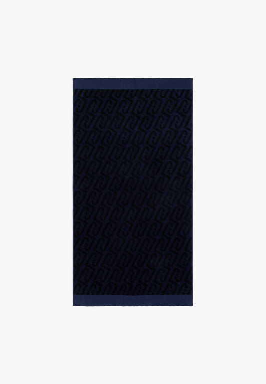 Toalha de Praia com Monograma de Logotipo Azul