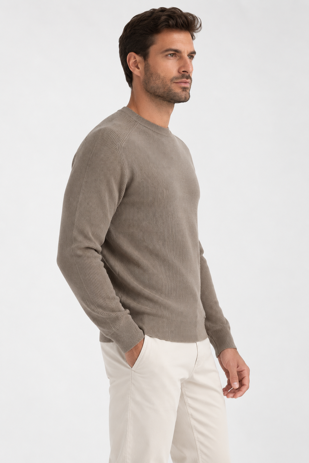 Camisola de Malha Canelada Gianni Lupo Taupe Gianni Lupo