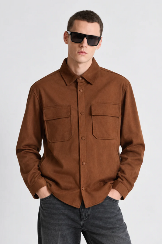 Sobrecamisa Antony Morato Castanho com Efeito Camurça Antony Morato