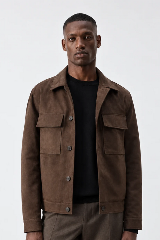 Sobrecamisa Efeito Camurça Gianni Lupo Castanho Gianni Lupo