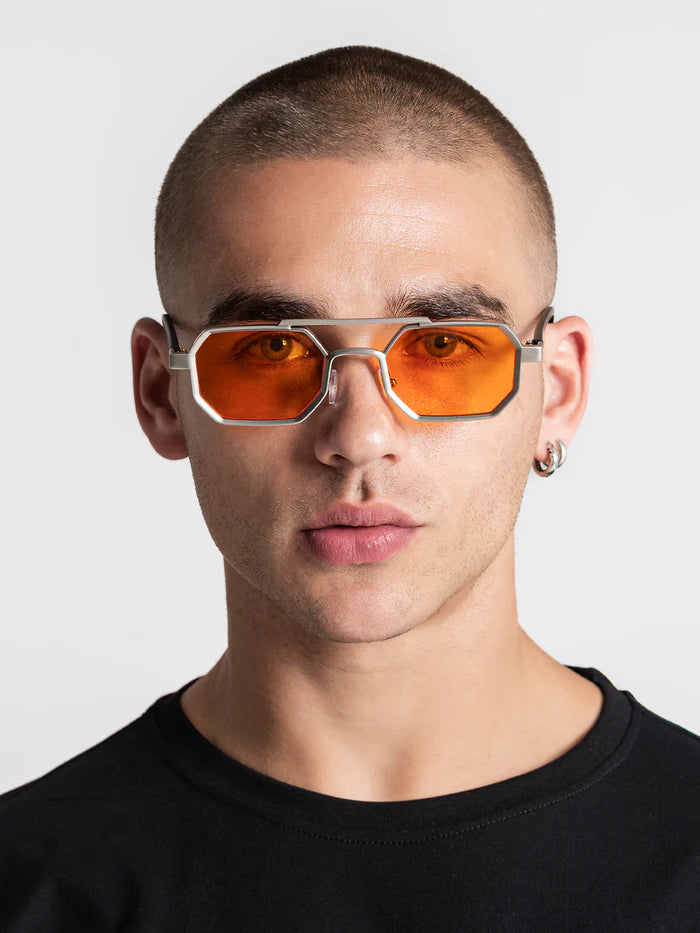 Óculos de Sol de Metal com Lente Laranja