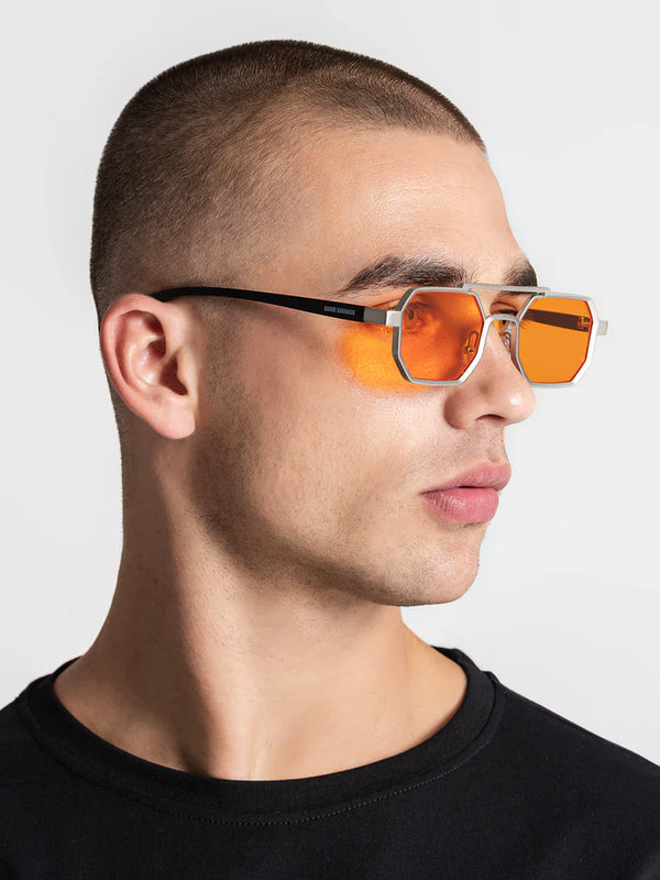 Óculos de Sol de Metal com Lente Laranja