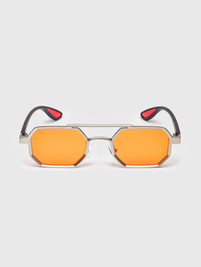 Óculos de Sol de Metal com Lente Laranja