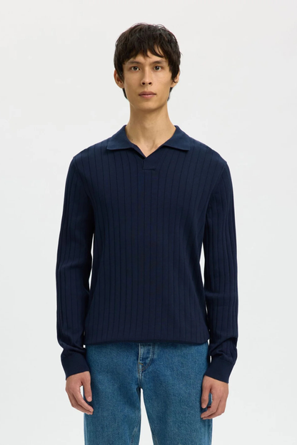 Polo de Manga Comprida Azul Selected SS26 Selected