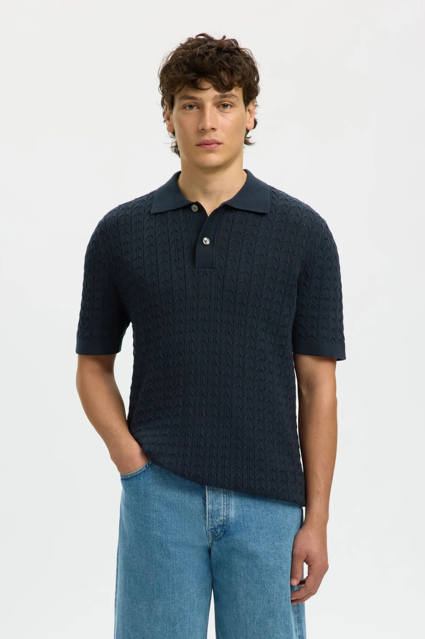 Polo Malha Azul Selected SS26