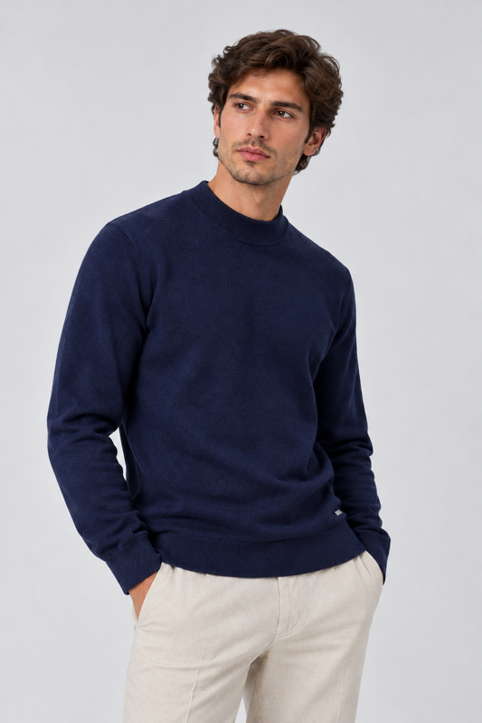 Camisola Slim de Meia Gola Gianni Lupo Azul Gianni Lupo
