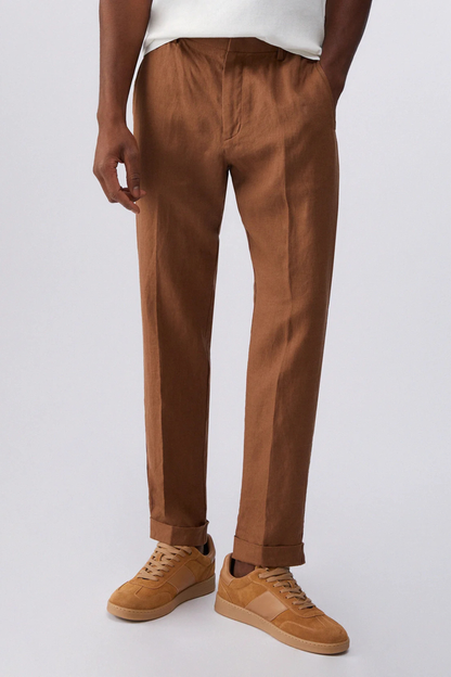 Calça 100% Linho Castanha LIU JO