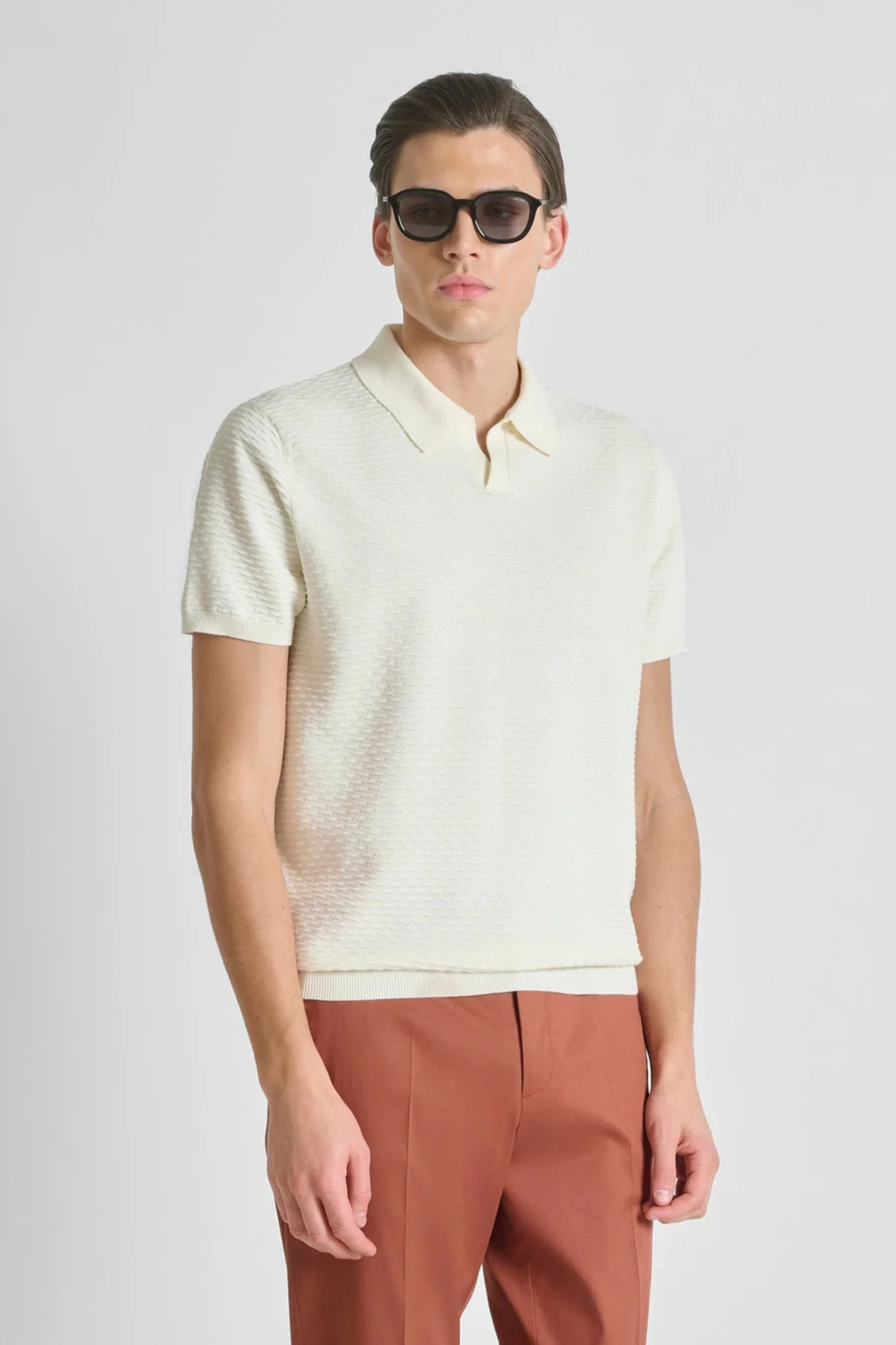 Polo de Malha Regular Fit Creme Antony Morato