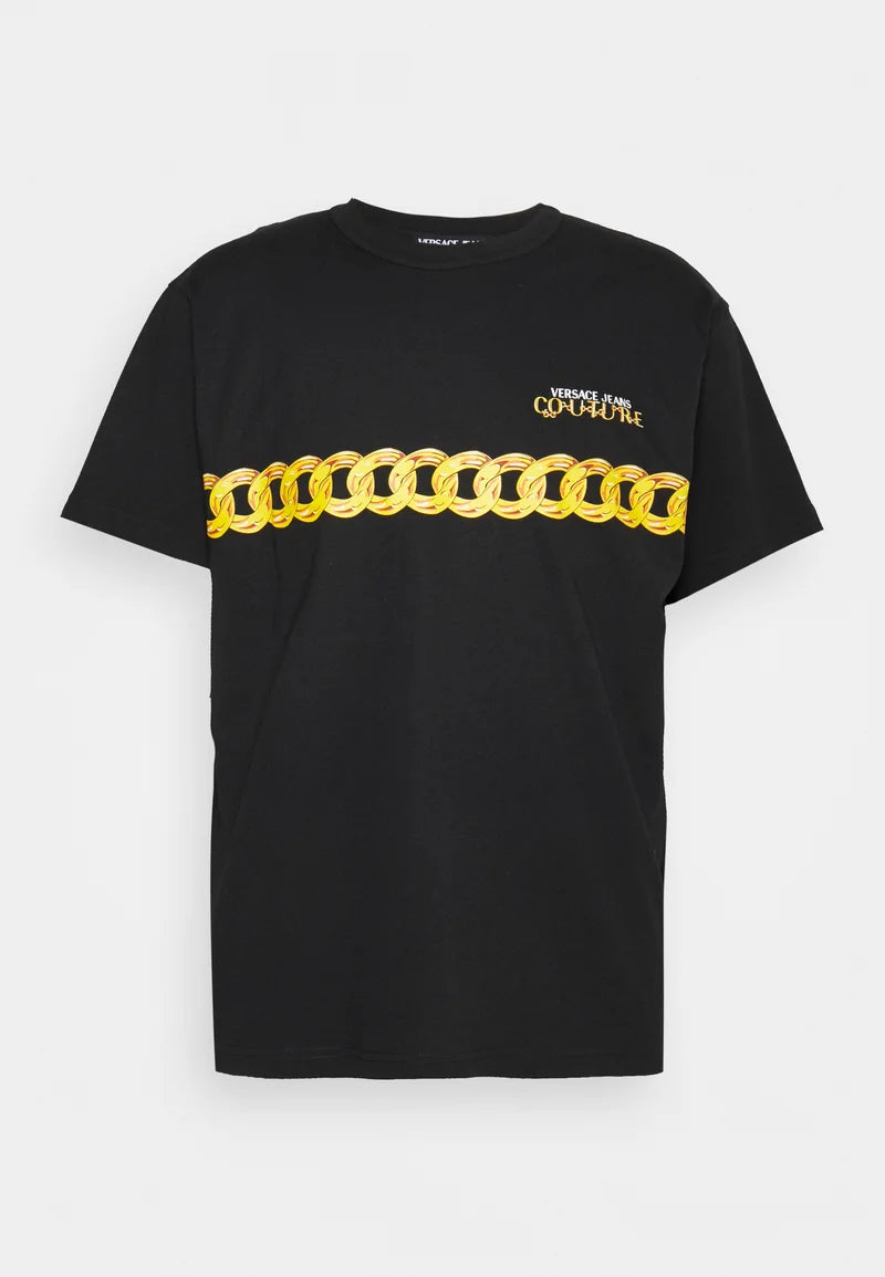 Versace Jeans Couture CHIAN LOGO - Camiseta con estampado black/gold OI23 