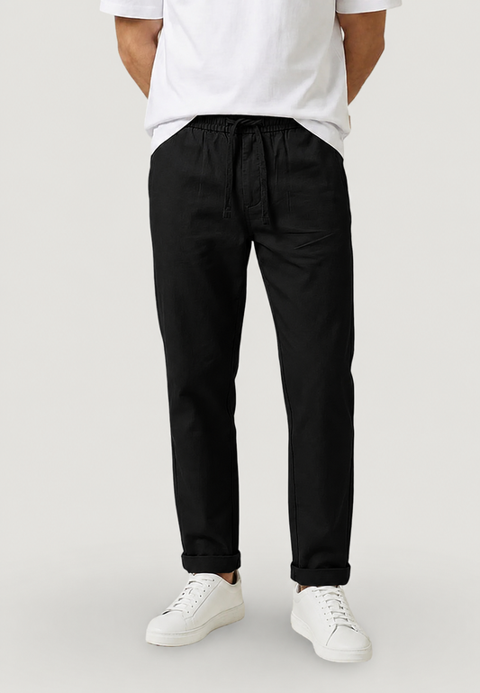 Calça Relaxed Fit Preta com Cordão
