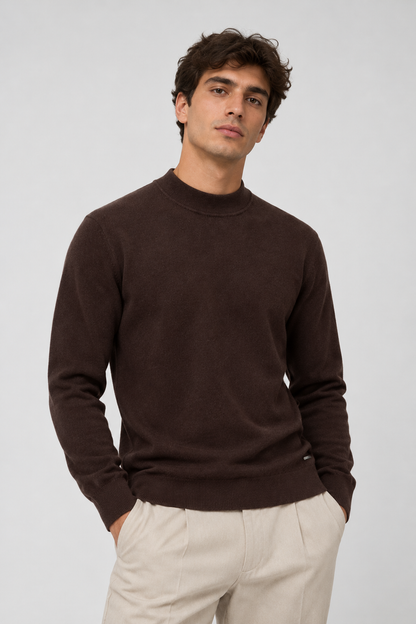 Camisola Slim de Meia Gola Gianni Lupo Castanha Gianni Lupo