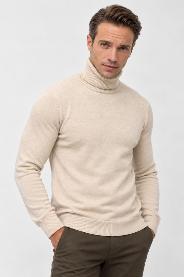 Camisola de Gola Alta Gianni Lupo Bege