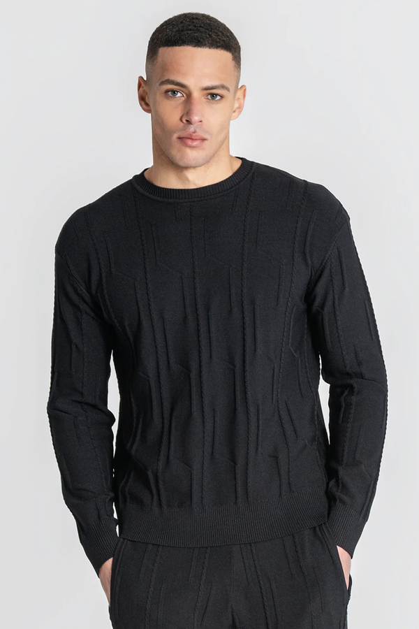 Camisola Preta de Malha Texturada