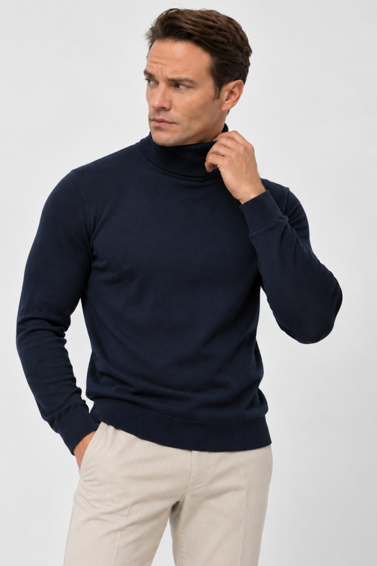 Camisola de Gola Alta Gianni Lupo Azul Gianni Lupo