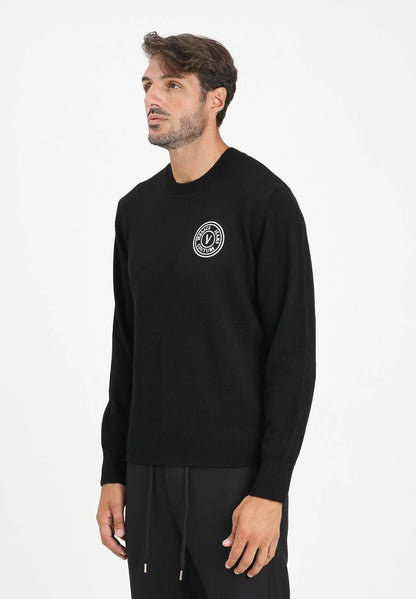 Malha Preta Com Emblema Frontal Versace Jeans Couture