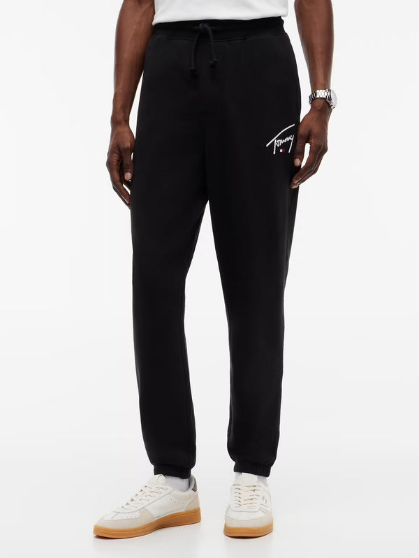 Calças de Fato de Treino Signature Tommy Hilfiger de Algodão Pretas