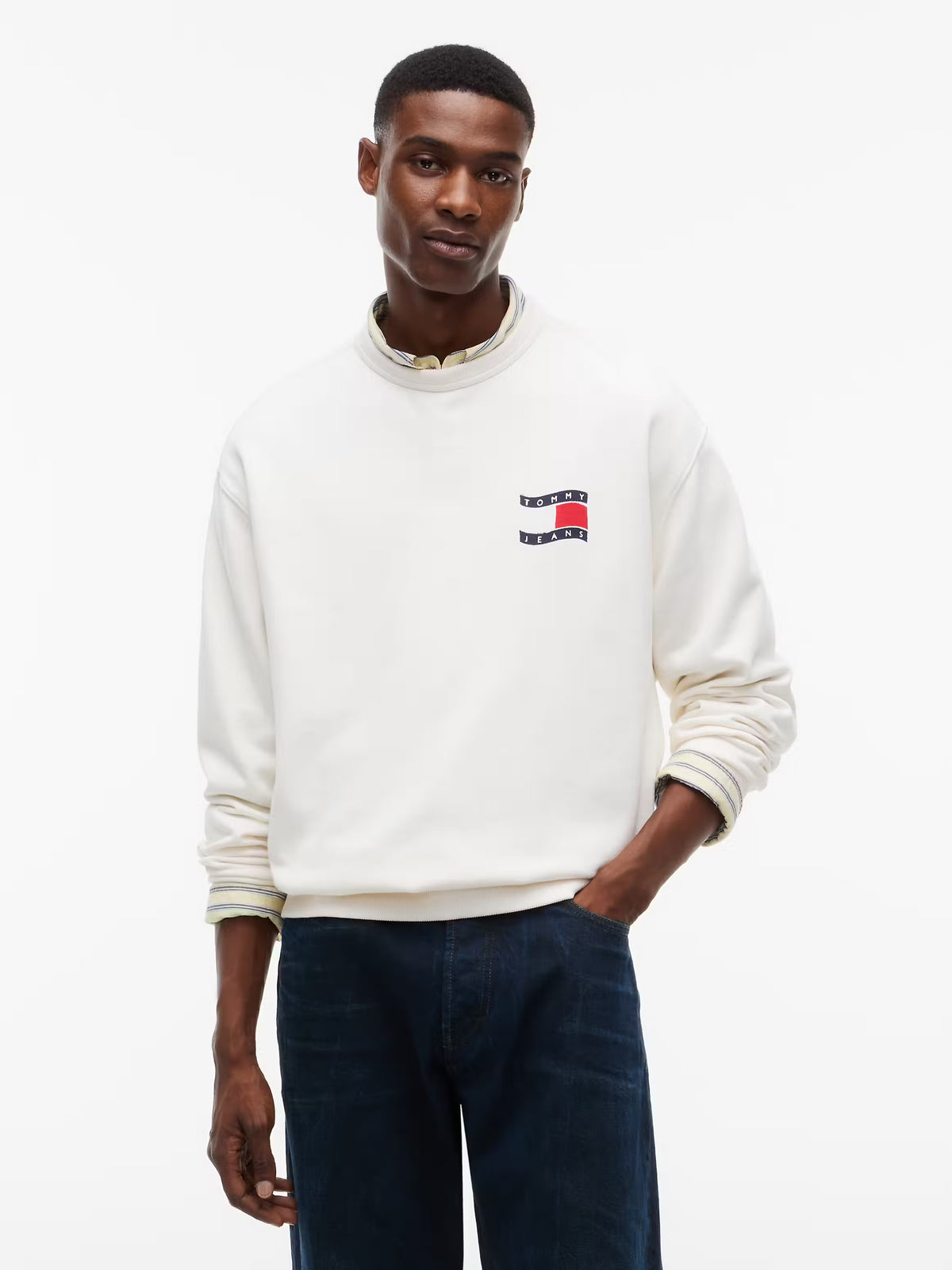 Sweatshirt Relaxed Fit Tommy Hilfiger de  Algodão Branca Tommy Hilfiger
