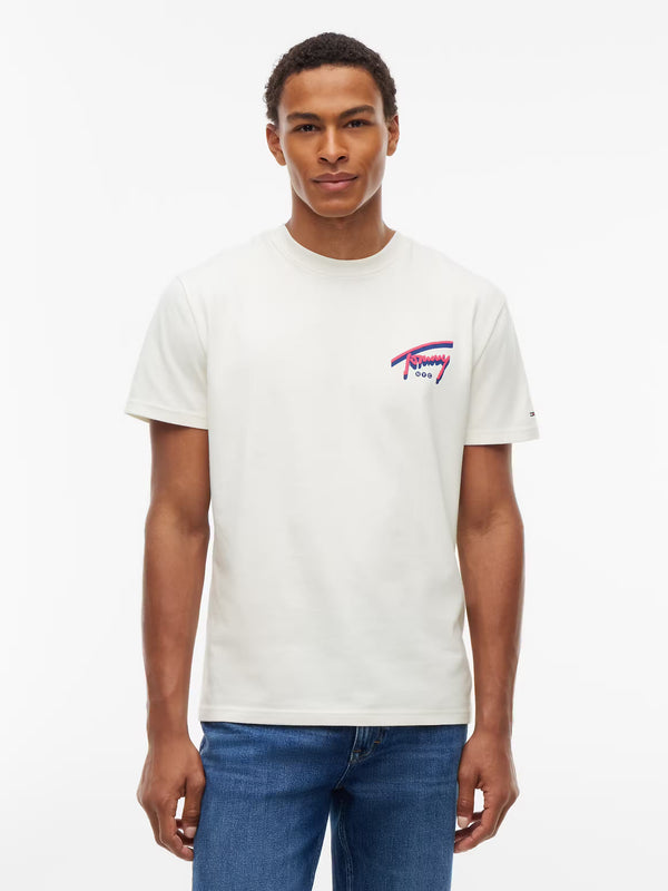 T-shirt Estampada de Algodão Tommy Hilfiger Branca