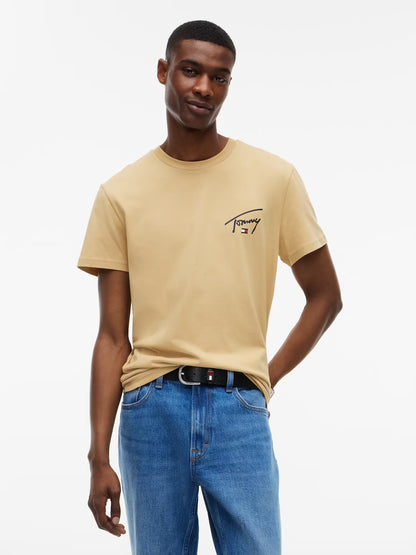 T-shirt Slim Signature Tommy Hilfiger Bege Tommy Hilfiger