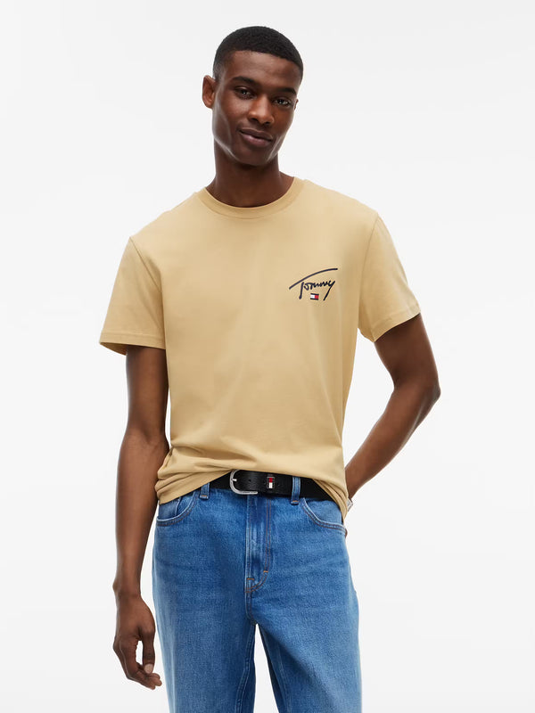 T-shirt Slim Signature Tommy Hilfiger Bege