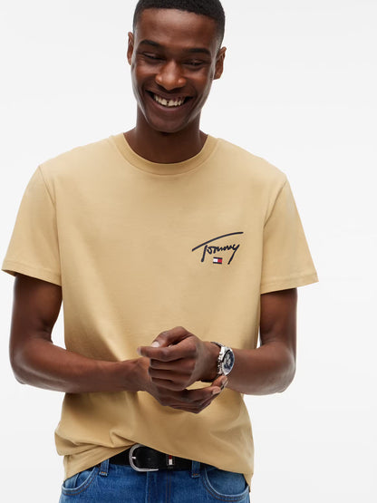 T-shirt Slim Signature Tommy Hilfiger Bege Tommy Hilfiger