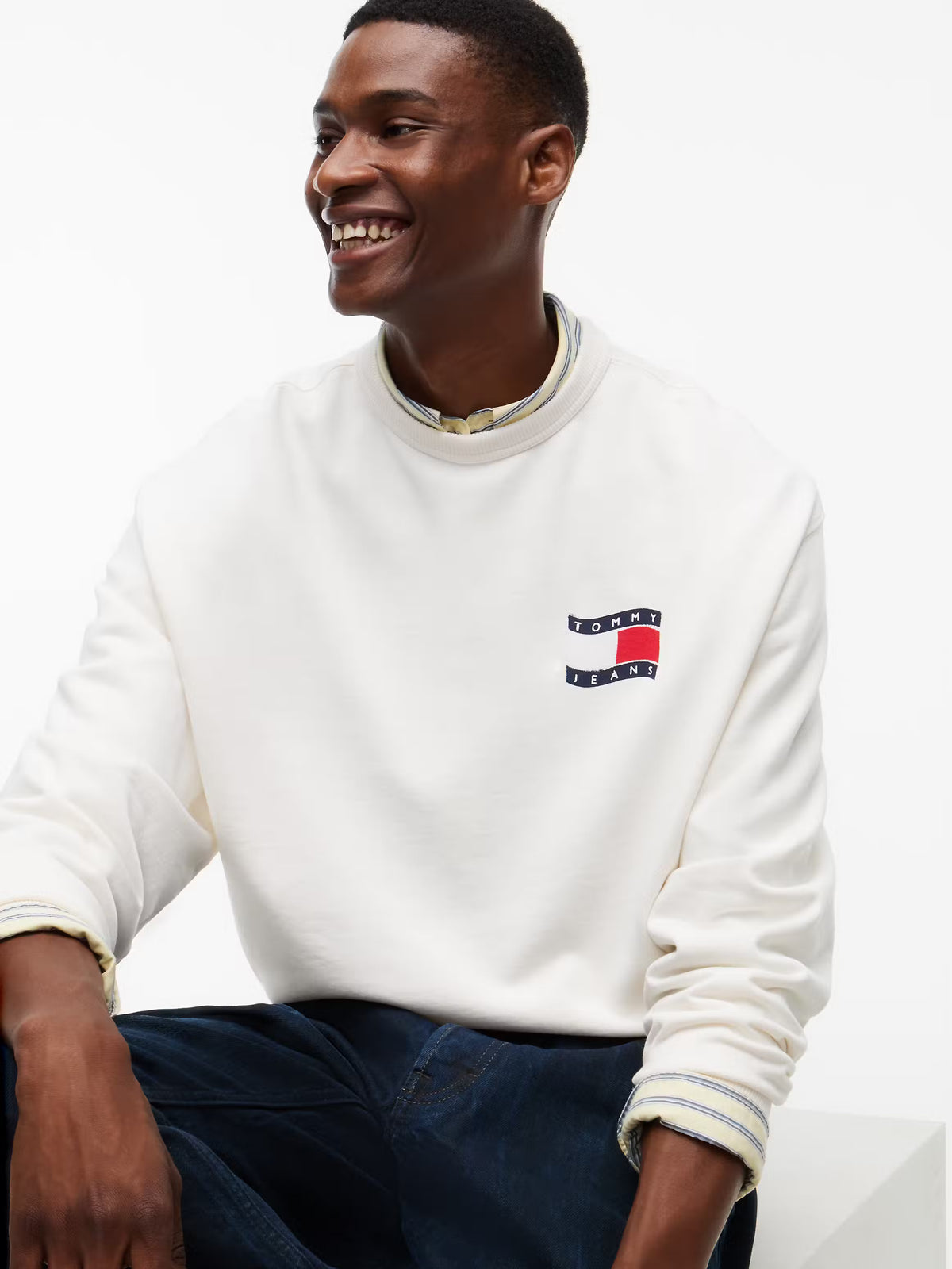 Sweatshirt Relaxed Fit Tommy Hilfiger de  Algodão Branca Tommy Hilfiger