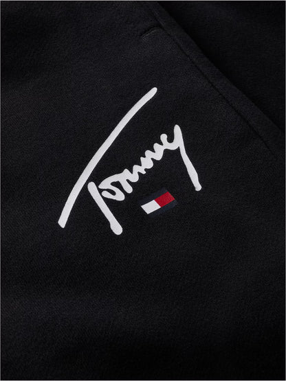 Calças de Fato de Treino Signature Tommy Hilfiger de Algodão Pretas Tommy Hilfiger