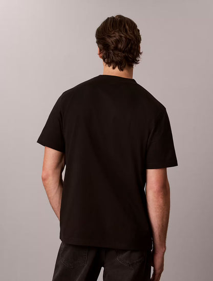 T-shirt com Logo Bordado Calvin Klein Relaxed Fit Preta Calvin Klein