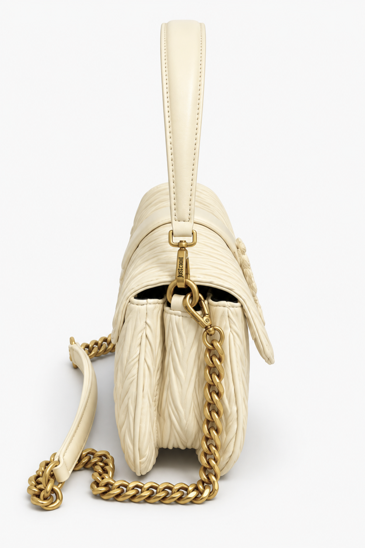 Mala de Ombro Texturada Just Cavalli Creme Just Cavalli W
