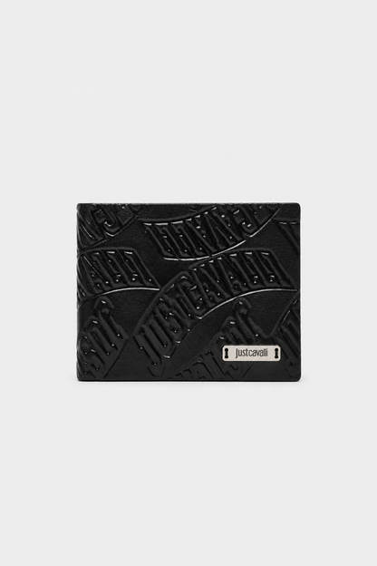 Carteria com Logo Gravado em Pele Just Cavalli Preta Just Cavalli