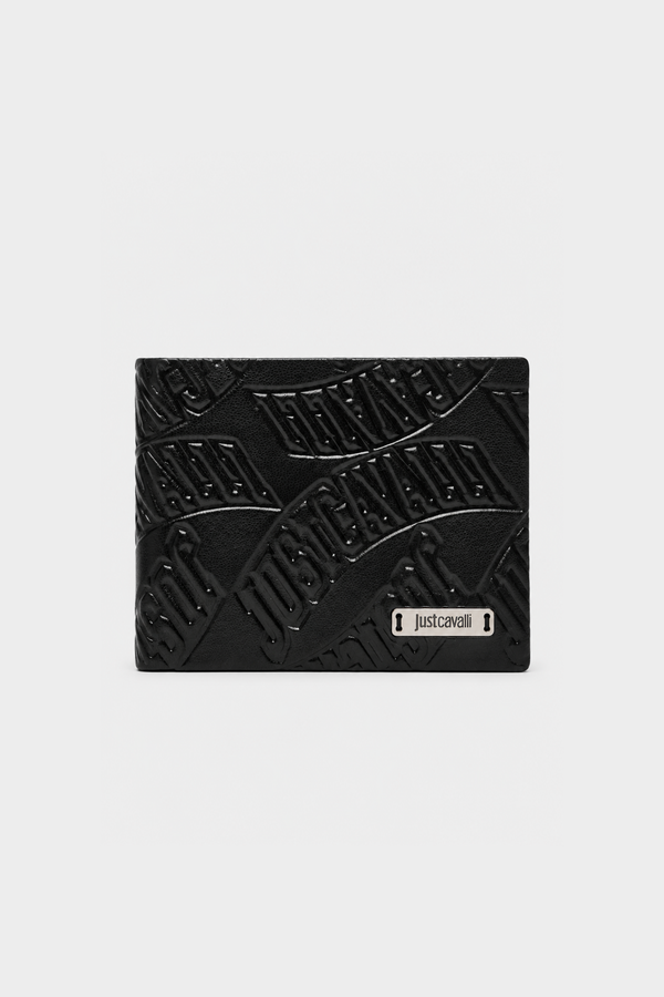 Carteria com Logo Gravado em Pele Just Cavalli Preta