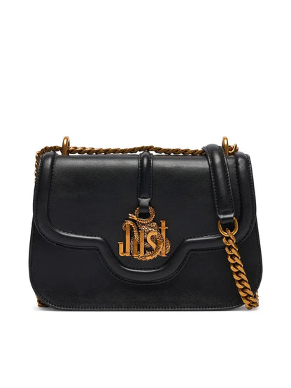 Mala de Ombro Corrente Just Cavalli Logo Preta Just Cavalli W