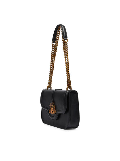 Mala de Ombro Corrente Just Cavalli Logo Preta Just Cavalli W