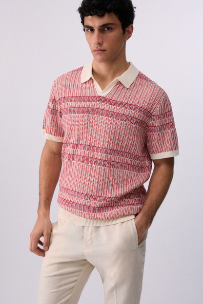Polo de Malha Bege e Vermelho LIU JO