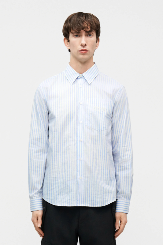 Camisa Risca Branca e Azul Versace Jeans Couture SS26