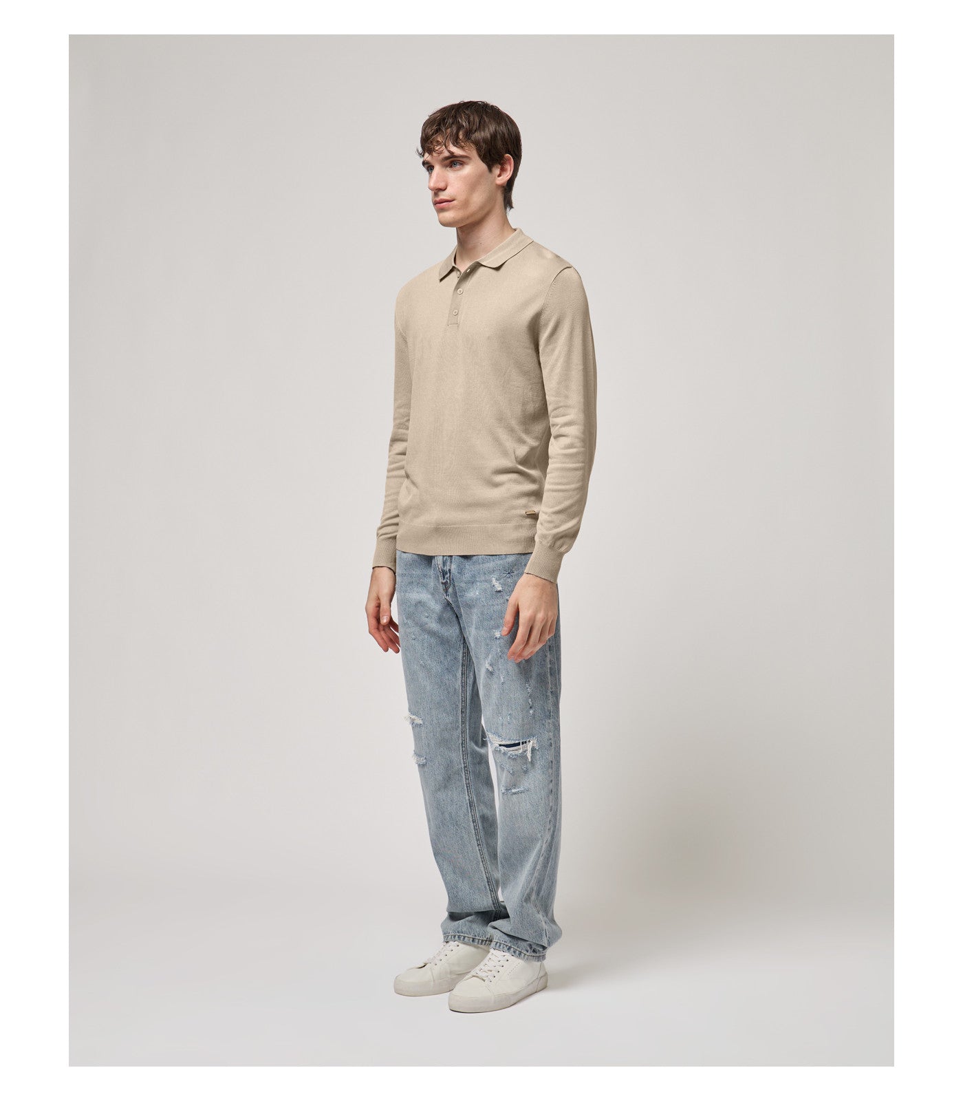 Polo de Manga Comprida Bege Gianni Lupo SS26