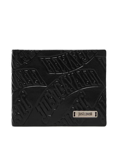 Carteria com Logo Gravado em Pele Just Cavalli Preta Just Cavalli