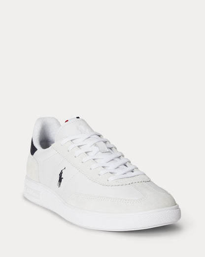 Sapatilhas em Pele e Camurça Brancas Ralph Lauren