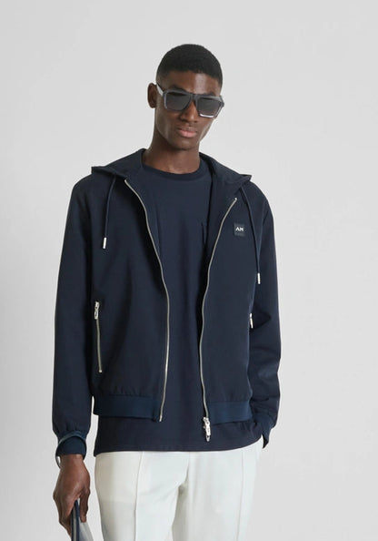 Casaco Azul com Capuz e Fecho Zip Antony Morato